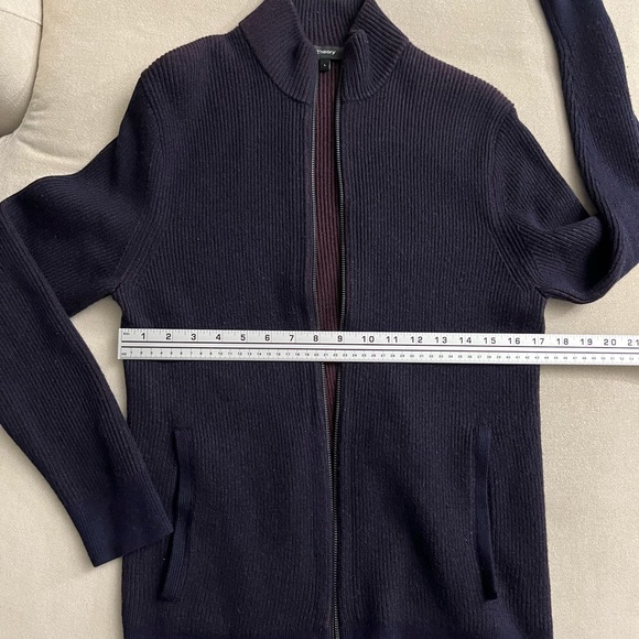 Theory Dark Purple Ribbed Knit Full Zip Sweater L - Picture 4 of 6